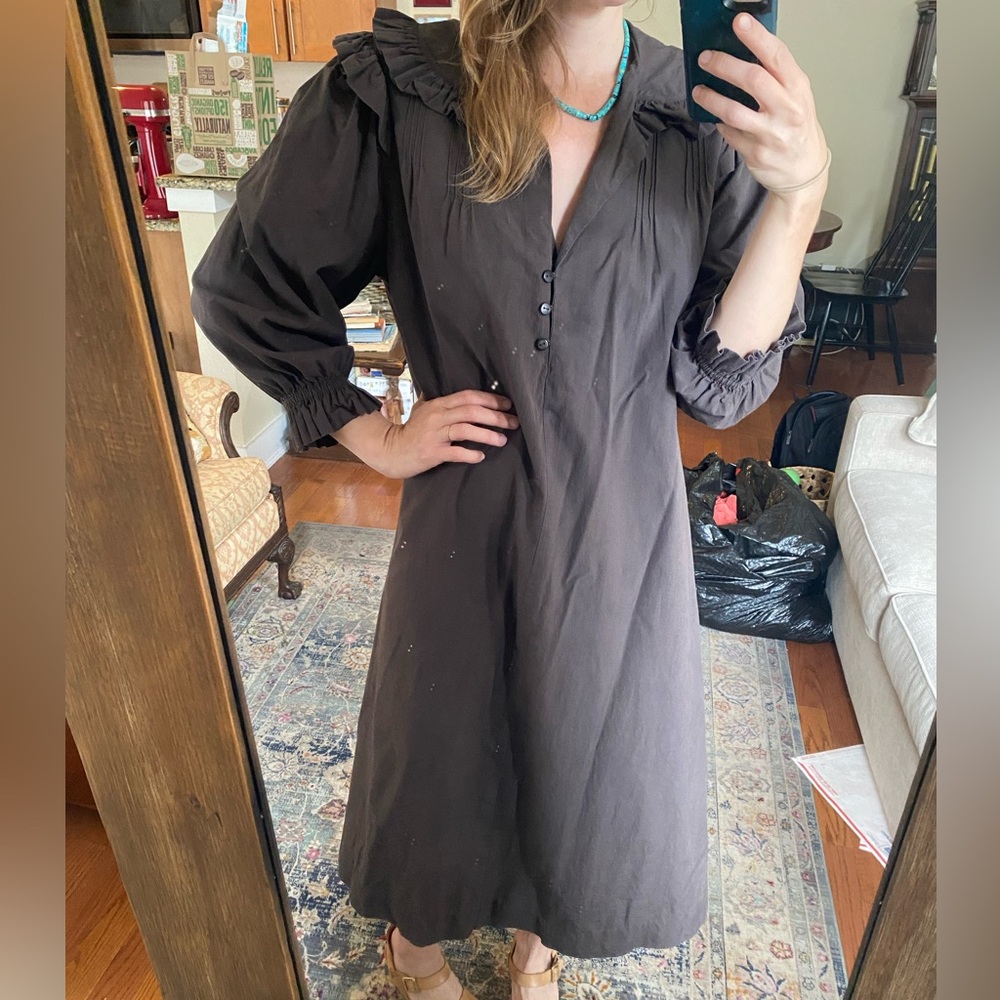 Caramel brown bibb dress Medium